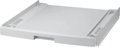 A white washing machine drawer accessory shown from a slightly elevated diagonal angle.
