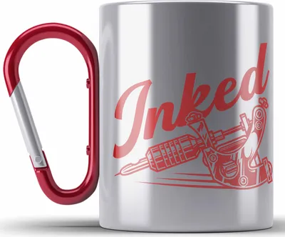 Produktbild von Trendation - Inked Tattoos Edelstahl Tasse Karabiner Geschenk Tattoowiererin Tattoowierer Geschenkidee Spruch Männer Frauen (Rot)