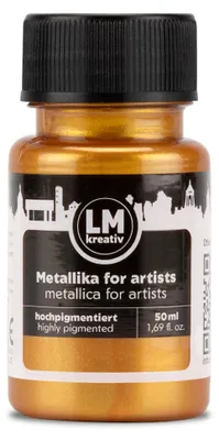 Produktbild von LM-Kreativ Metallika for Artists 50 ml, Brilliant Gold – hochpigmentierte Metallic-Acrylfarbe für Holz, Leinwand, Keramik & Glas