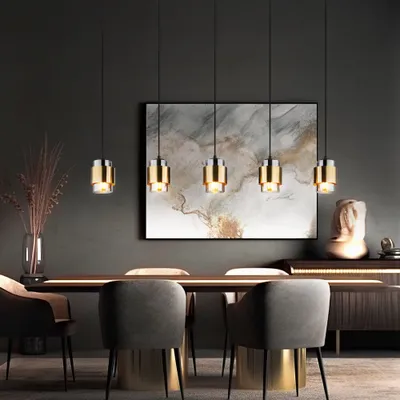 Produktbild von Hängelampe, Metall, Glas rauchfarben, 5 Flammig, L 105 cm
