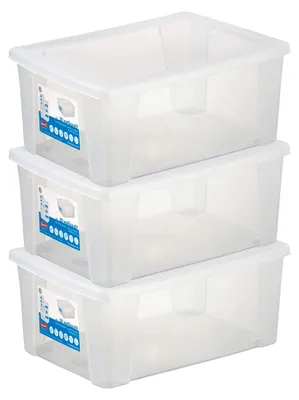 Produktbild von 3 x Aufbewahrungsbehälter mit Deckel 15 Liter - 39x29x17 cm - transparent stapelbar - Kunststoffbox für Büro, Haushalt, Küche und Kinderzimmer