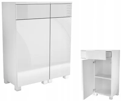 Zdjęcie produktu dla komoda do łazienki 70 70cm (40+30) stojąca wisząca nowoczesna biały połysk