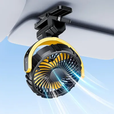 Produktbild von Ventilator,Klemmventilator(Gelb),leise,360° Verstellbar,3 Stufen,Clip-Autoventilator für  Car, SUV, PKW, LKW, Wohnmobil