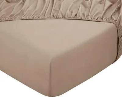 Produktbild von PHLOX PHLOX Spannbetttuch - 100% Baumwollsatin (300 TC) - Doppel 140x200 cm - Weich & Hautfreundlich - Rundelastisch - Beige