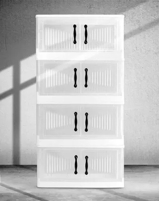 Obrázok produktu pre Azomor® Priehľadné skladacie úložné boxy s vekom a kolieskami na všestranné použitie 63x33x123 cm