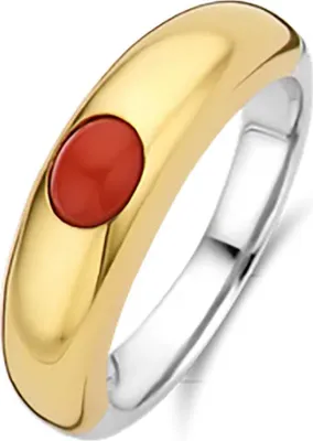 Produktbild von 12185CR/56 Ring mit korallenrotem Stein bicolor 12185CR Ti Sento Milano
