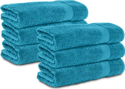 Produktbild von Komfortec 6er Duschtücher 70x140 cm Set aus 100% Baumwolle, 470g/m², Frottee, Weich, Türkis