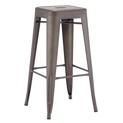 Produktbild von 1x Stuhl Hocker Metall Farbwahl Used Look Sitzfläche Holz Barhocker stapelbar, Farbe:matt/metallic braun, Material:Metall