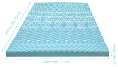 Obrázek produktu pro Matrace z paměťové pěny – Podložka na matraci – 140 x 200 x 5 cm – Chladivé gelové vrstvy – Odnímatelný potah – Ergonomický 5-zónový design – Odlehčuje tlak – Prodyšná
