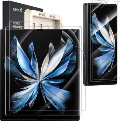 Image de WSKEN Film de protection pour Samsung Galaxy Z Fold 6 Lot de 2 écrans transparents Film de protection HD en verre blindé Film pliable