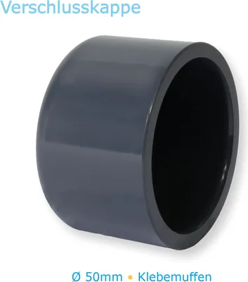 Produktbild von PVC-U Fitting Endkappe Ø 50mm für Rohr, Schlauch Verrohrung Pool Schwimmbecken