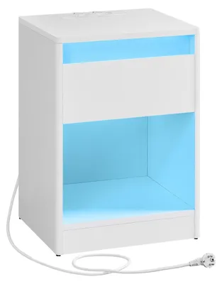 Immagine prodotto di Comodino bianco con illuminazione LED – Design moderno – 35 x 40 x 55 cm