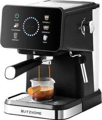 Obrázek produktu pro BlitzHome® CM3171 Kávovar s filtrem 20 barů, 1,5 l nádržka na vodu, PID regulace teploty, dotykový displej, horká a studená voda, parní tryska, EU zástrčka