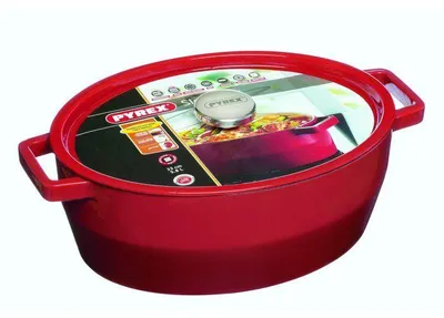 Produktbild von Pyrex SC5AC29/5141 Cocotte Ovale 29 CM Rouge (3,8L)SLOW COOK Gusseisen/Gussaluminium-Kochtopf inkl. Deckel, 29 cm max. Durchmesser, Induktionsherd-geeignet