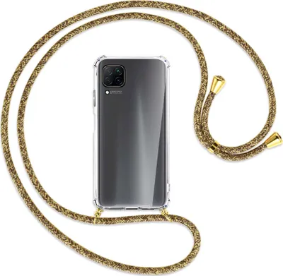 Produktbild von Handykette Backcover-Schutzhülle mit Band (Metall goldfarben) für Huawei P40 lite - braun+beige