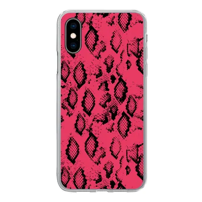 Produktbild von MuchoWow® Handyhülle Schutzhülle Hülle für iPhone X Tiermuster - Schlangenhaut - Rosa Silikon Softcase Handy Hülle - Handyhülle
