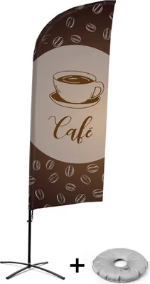 Produktbild von Showdown Displays Beachflag Alu Wind Komplett-Set Kaffee Französisch Kreuzständer