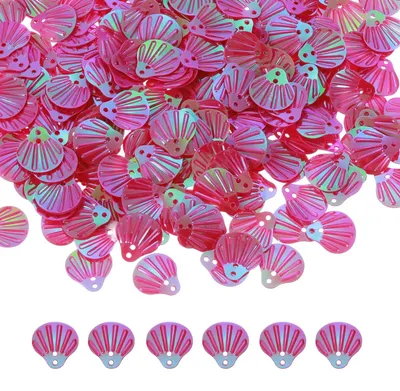 Pailletten 50 g, 13 mm, Muschelform, 2 Löcher, AB rosa/rot