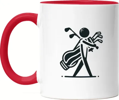 Produktbild von Silhouette eines Golfspielers Golfbag Tasse Rot - Stilvolles Golfspiel
