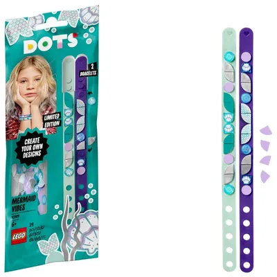 Immagine prodotto di LEGO 41909 DOTS Braccialetti dell'amicizia delle sirene, 2 braccialetti per bambini, gioielli per bambini, set artigianale per ragazze e ragazzi