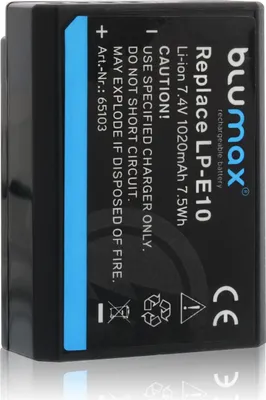 Produktbild von Blumax Akku passend für Canon LP-E10 EOS 1100D 1200D 1300D 2000D 1020 mAh (7,2V)