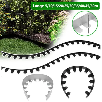Produktbild von UISEBRT Rasenkante Metall schwarz 10cm x 20m – flexible Beeteinfassung, Mähkante, Freimähkante, Beetumrandung, Beetbegrenzung, Rasenkantenband für Garten