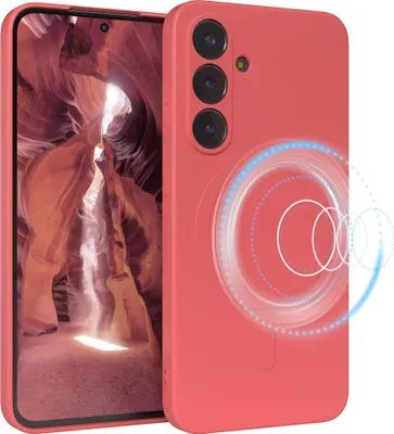 Produktbild von EAZY CASE - Silikonhülle magnetisch für Samsung Galaxy S25 FE, Hülle Silikon, weich stoßfeste Magnet Handyhülle, Schutzhülle mit Kameraschutz, TPU Bumper in Rot