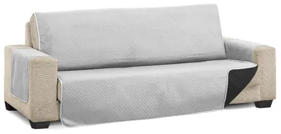 Gewatteerde Bankhoes 2-Sitzer, omkeerbar, grau/schwarz, Polyester