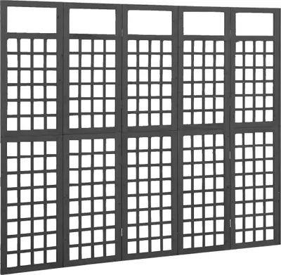 Obrázok produktu pre vidaXL Mriežka/paraván 5-dielny z masívneho dreva jedľa čierna 201,5x180 cm