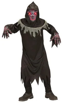 Teufelskostüm für Kinder, 128 cm, schwarz, mit Umhang