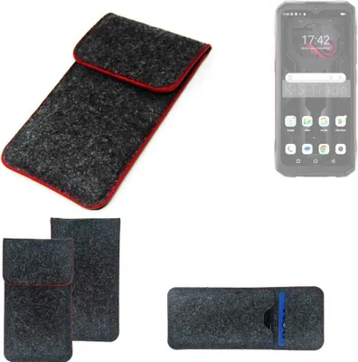 Produktbild von K-S-Trade Handy Schutz Hülle kompatibel mit Hotwav Cyber 15 Schutzhülle Handyhülle Filztasche Pouch Tasche Case Sleeve Filzhülle dunkelgrau roter