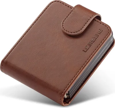 Produktbild von Samsung Galaxy Z Flip 3 5G 5G Hülle, Klapphüllen Brieftasche Leder Magnetverschluss Ständer Schutzhülle für Galaxy Z Flip 3 5G 5G Braun