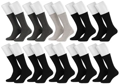 Tobeni 10 Paar Gesundheits Socken Baumwolle ohne Gummi für Damen und Herren Farbig Schwarz