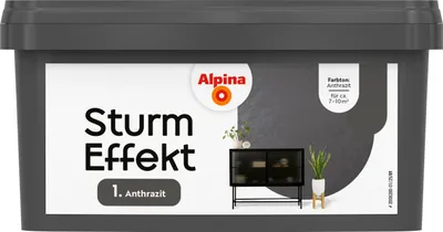 Produktbild von Alpina Wandfarbe Sturm Effekt anthrazit 1 L