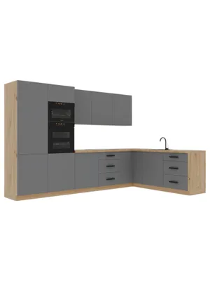 Produktbild von Winkelküche – Eckküche – Küchenzeile L-Form – Komplettküche – Küchenzeile – Nexa - K100-G330 – 330 × 210 cm– Beige Matt