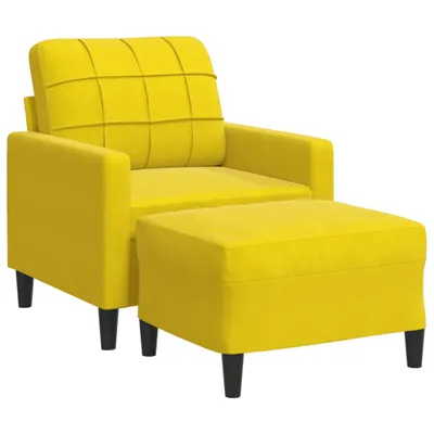 Produktbild von Sessel mit Hocker Gelb 60 cm Samt