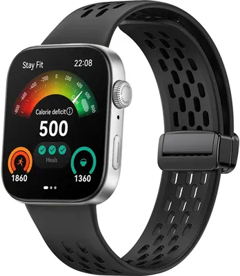 Produktbild von FFO2World Sport-Silikonarmband mit Magnetverschluss für Huawei Watch Fit 4 Pro / Fit 4 / Fit 3 – Atmungsaktiv, bequem, Schwarz