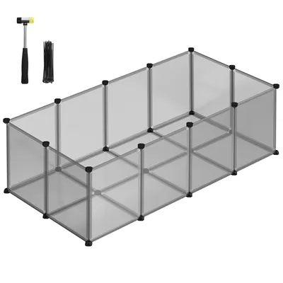 Obrázek produktu pro SONGMICS Sada 2 klecí pro malá zvířata, venkovní výběh se základními deskami, 143 x 73 x 46 cm, šedá barva