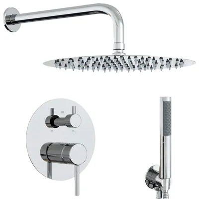 Image de vidaXL Système de douche encastré (rond), argent, acier inoxydable, 201
