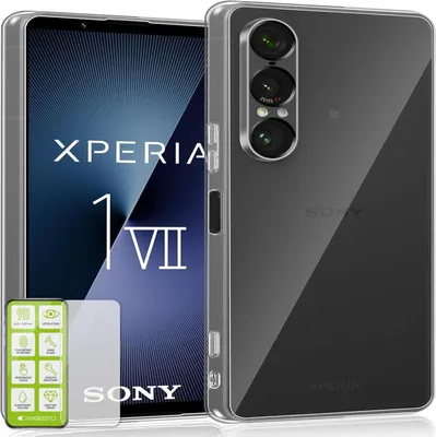 Immagine prodotto di Per Sony Xperia 1 VII Custodia protettiva in silicone TPU trasparente + pellicola in vetro temperato H9