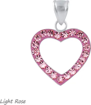 Produktbild von Herz Kette Silber 925: Mädchen & Damen Kristall Schmuck Light Rose ohne Kette