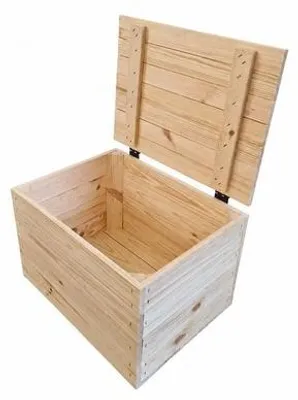 Produktbild von Holzkiste mit Deckel 39x29x25 cm Natur – kleine Holztruhe, Spielzeugkiste & Aufbewahrungsbox aus Holz