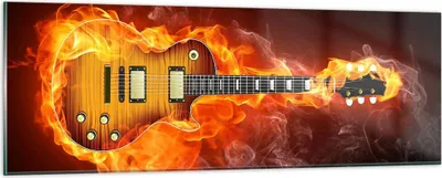 Produktbild von Bilder auf glas - Feuer Gitarre Instrument - 90x30cm - Glasbilder - Wandbilder - Kunstdruck - zum Aufhängen bereit - Wanddekoration aus Glas - Glas Bilder - Wandbild auf Glas - GAB90x30-0197