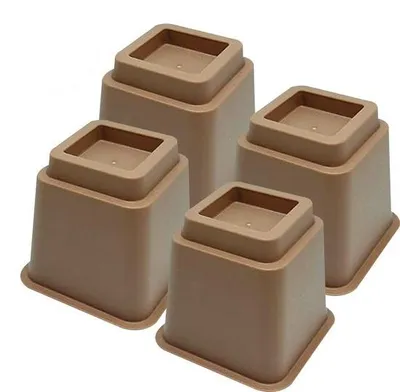 Zdjęcie produktu dla Podwyższenie mebli JustValue – zestaw 4 sztuk – podwyższenie 13 cm – maks. 600 kg – brązowe