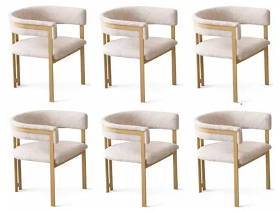 Productafbeelding van Beige eethoekstoel, set stoelen, gestoffeerde stoel, eethoekmeubels