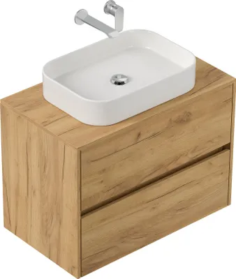 Produktbild von Badmöbel Taifun 80cm mit rechteckigem Aufsatzwaschbecken eiche gold : Eiche Gold