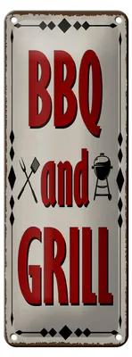 Produktbild von Blechschild Hinweis 27x10 cm BBQ and Grill  Deko Schild