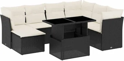 Produktbild von vidaXL 8-tlg. Garten-Sofagarnitur mit Kissen Schwarz Poly Rattan