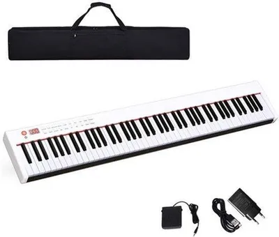 Zdjęcie produktu dla Klawiatura cyfrowa - 88 klawiszy z realistycznym odczuciem pianina - 128 rytmów i brzmień - Bluetooth - Biała