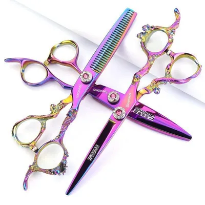 Image de Ciseaux de coiffure, ciseaux effilants, 6 pouces, acier inoxydable, lot de 3